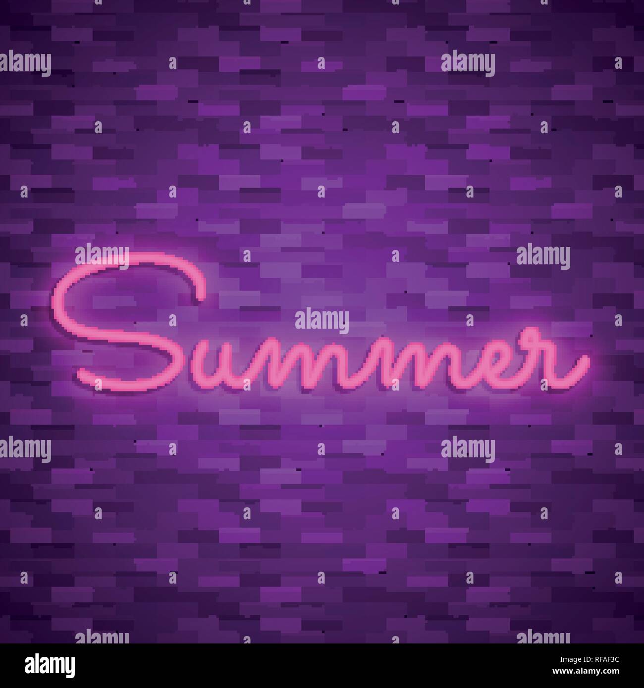 Neon light lettering, Stock vector. Summer lettering Stock Vector