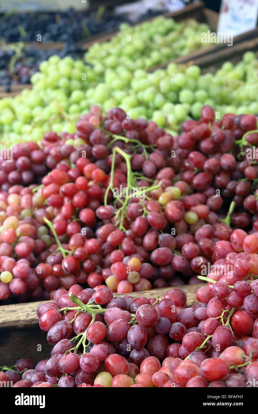 Fresh grapes for sale at open market Stock Photo Alamy