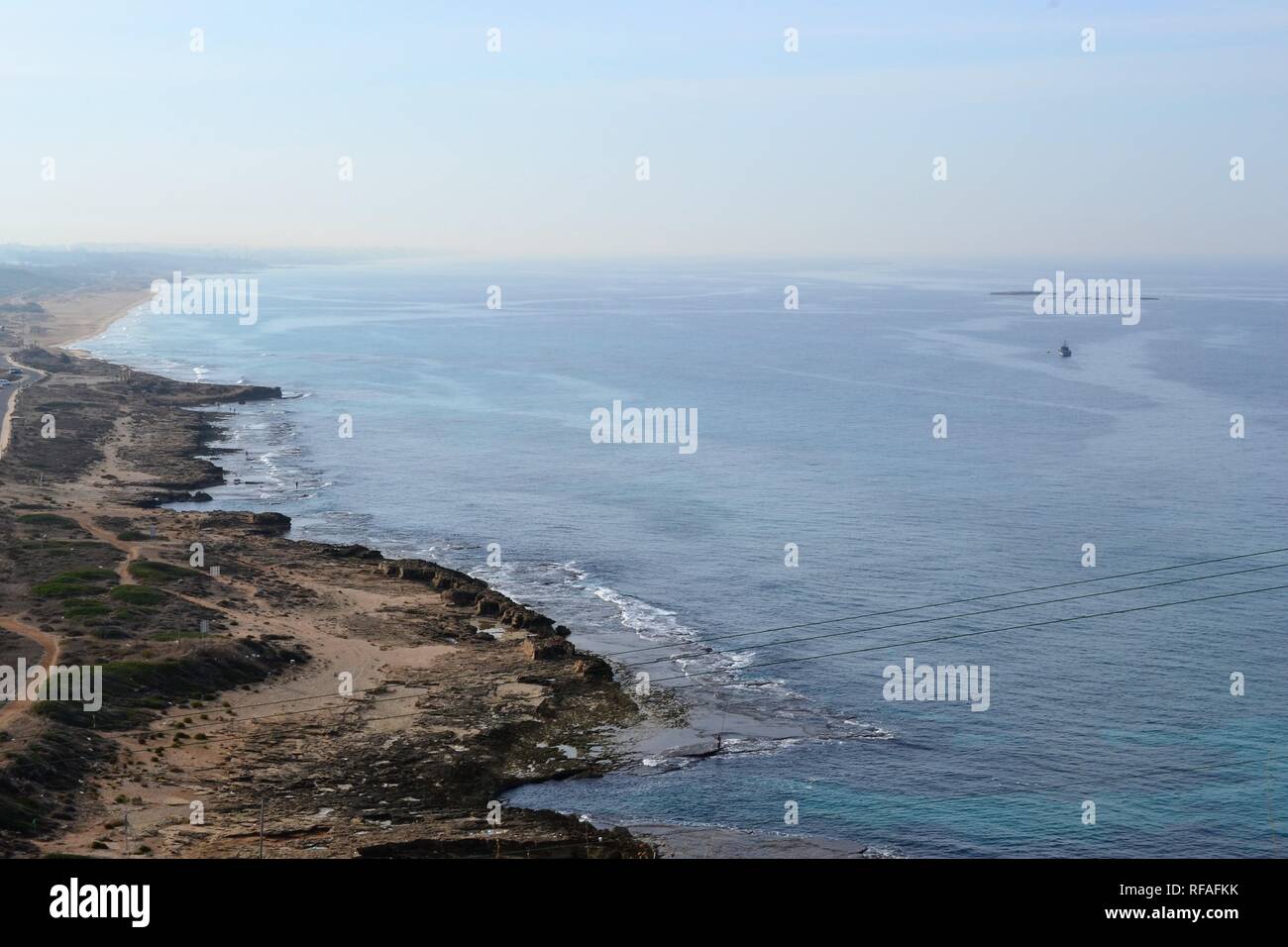 White rocks and grottoes at coast of Rosh Hanikra, North of Israel ...