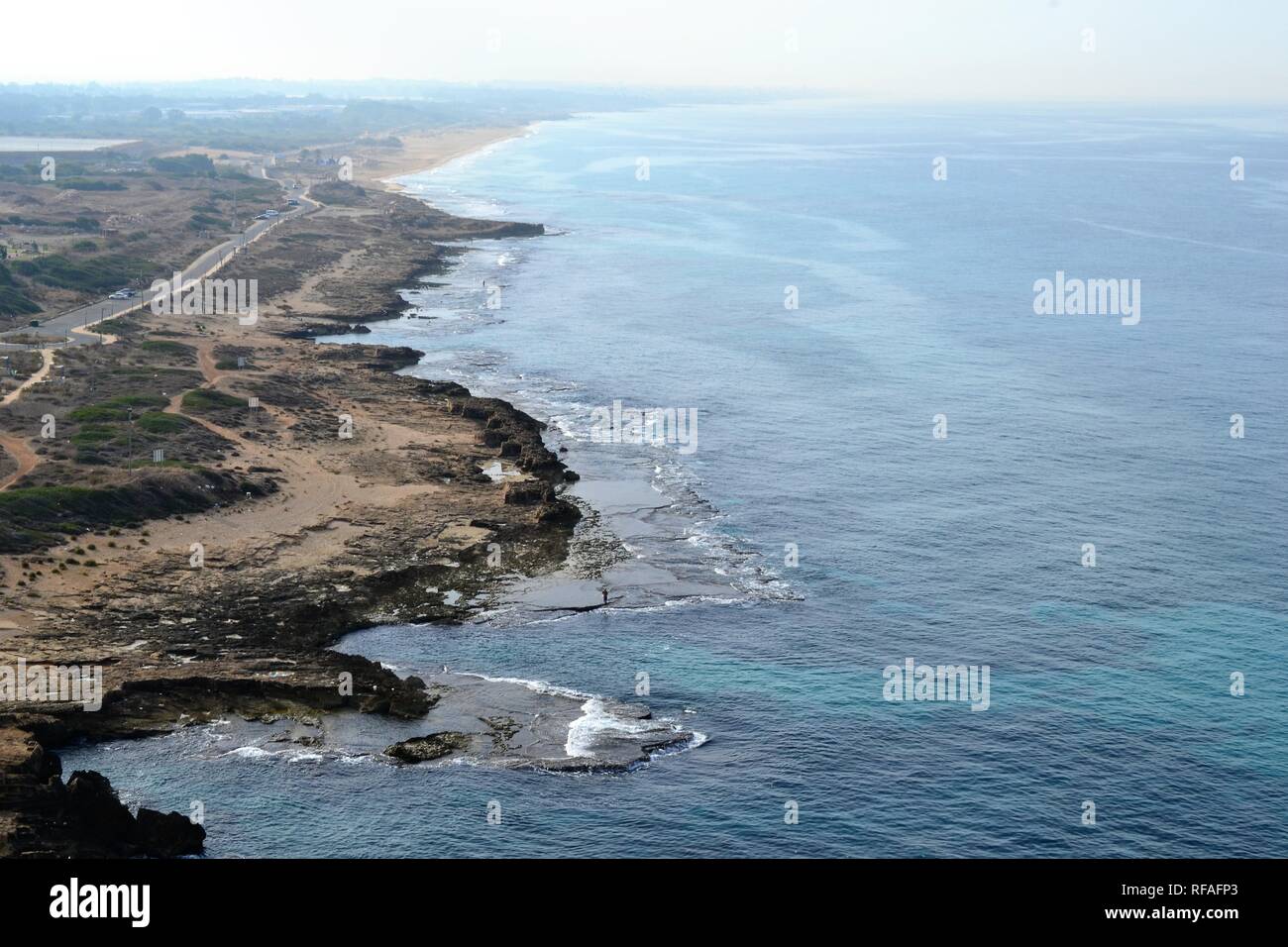 White rocks and grottoes at coast of Rosh Hanikra, North of Israel ...