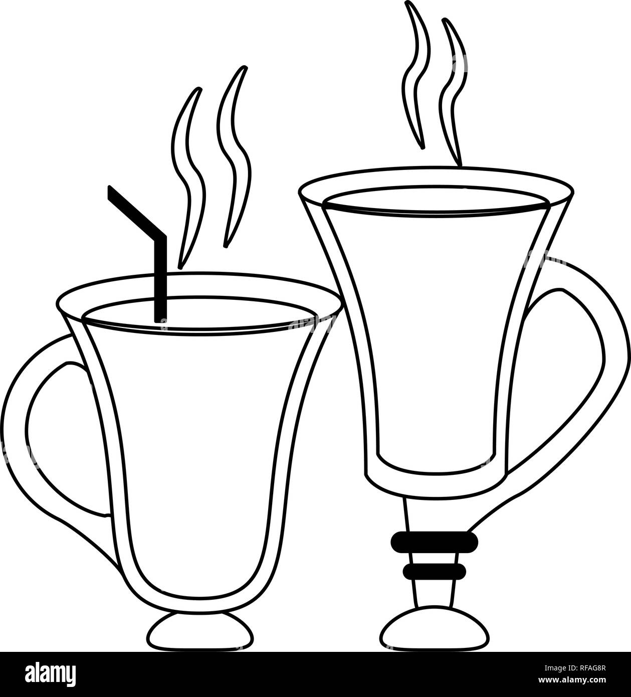 Coffee drinks concept in black and white Stock Vector Image &amp; Art - Alamy