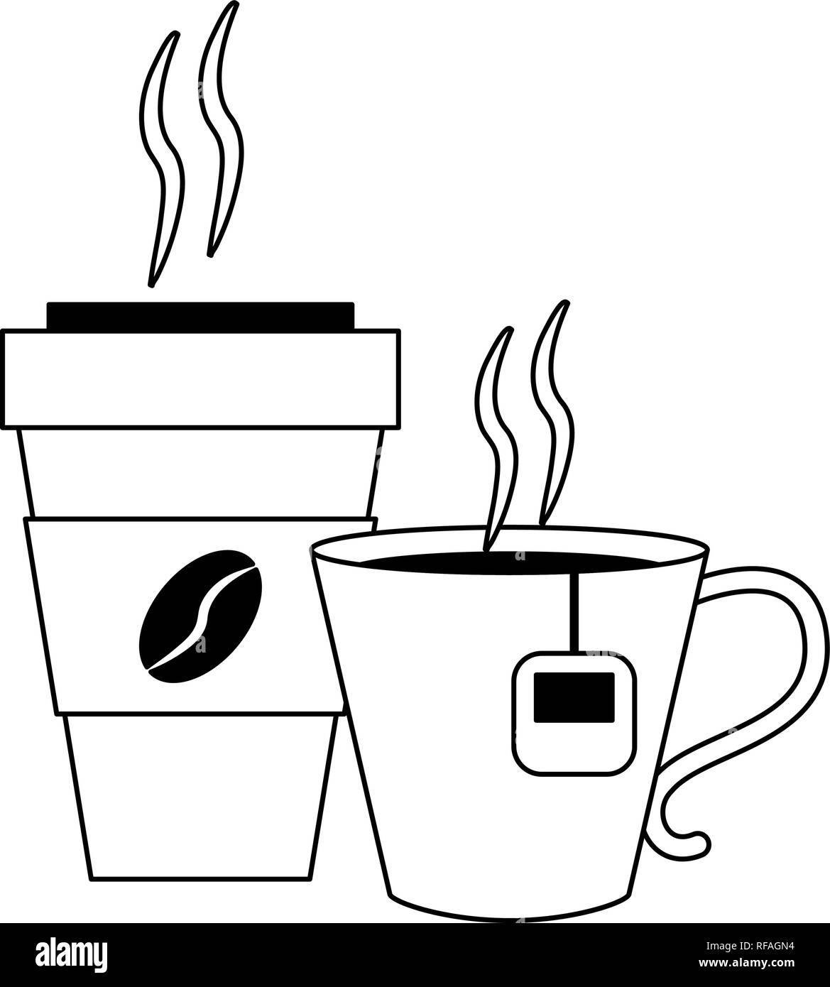 Coffee drinks concept in black and white Stock Vector Image &amp; Art - Alamy