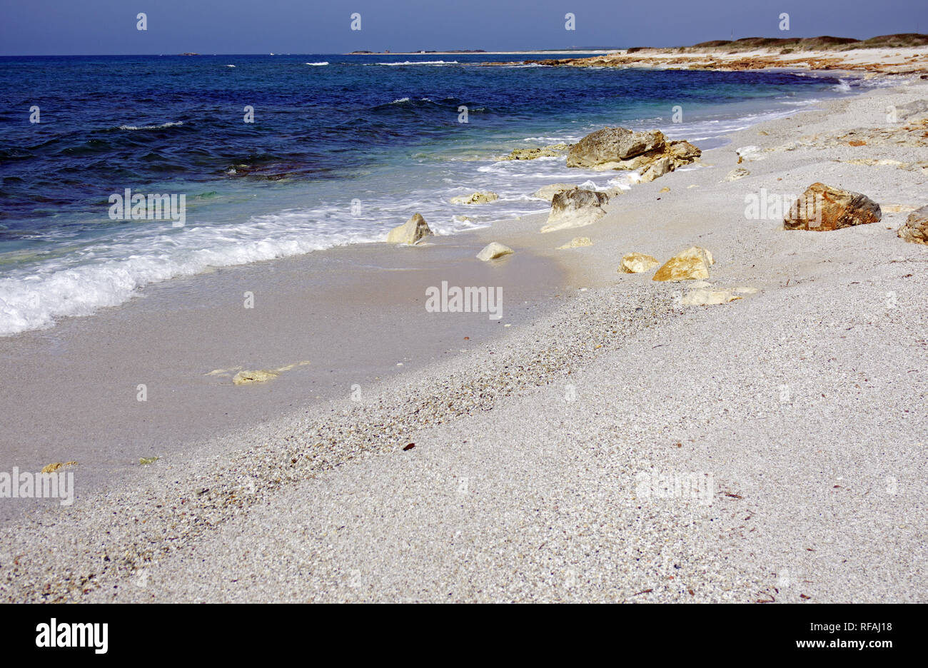 Cabras Sardinia Sinis Peninsula Is Arutas Beach Stock Photo Alamy