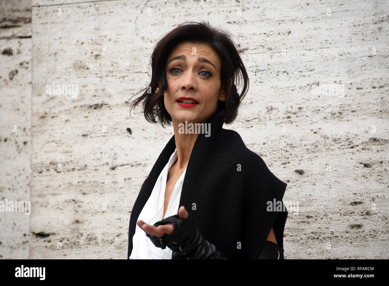 Rome, Italy. 24th Jan 2019.  The Space Cinema Moderno - presentation film IL PRIMO RE Tania Garribba in the role of Satnei Credit: Giuseppe Andidero Credit: Giuseppe Andidero/Alamy Live News Stock Photo