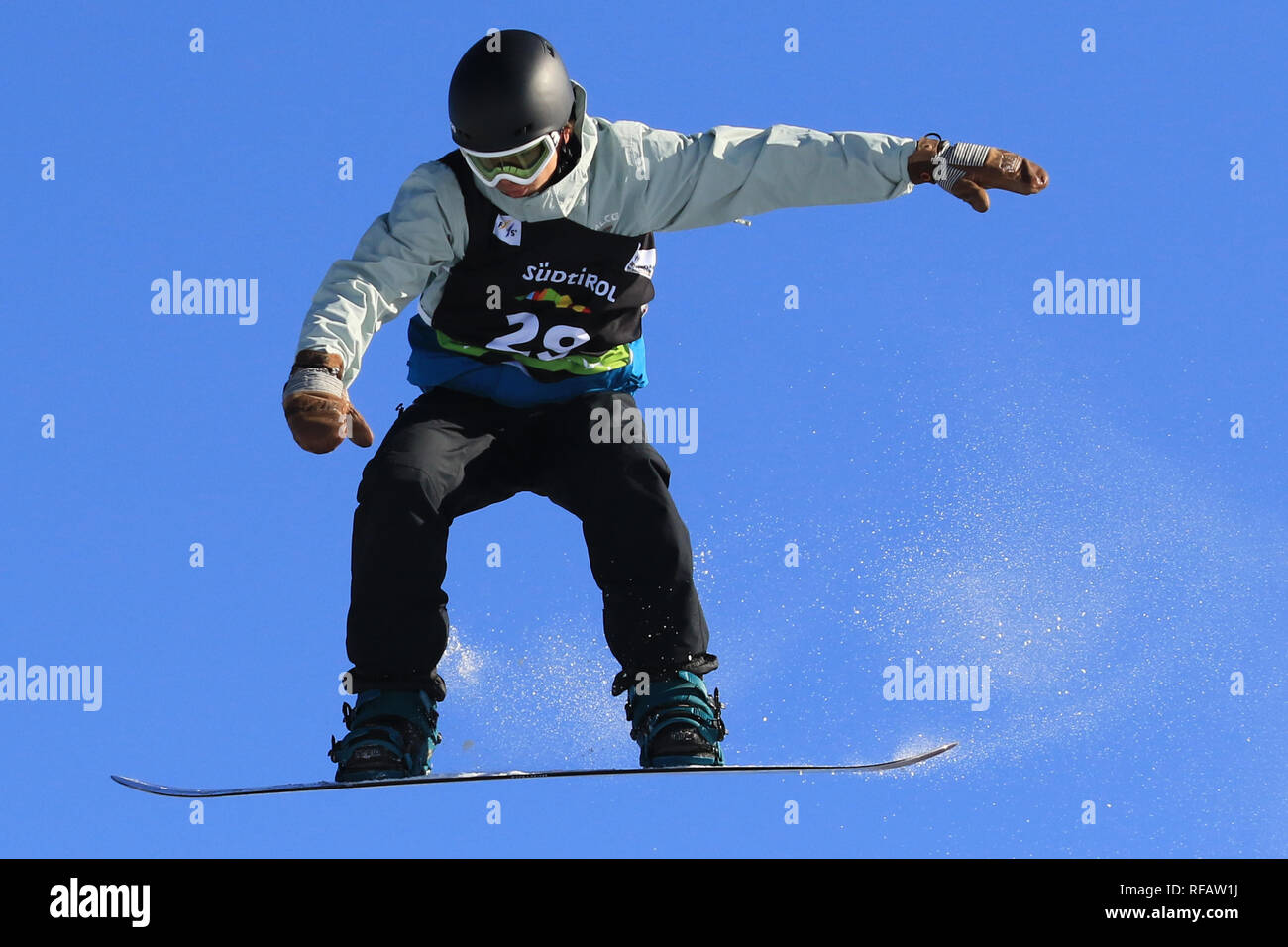 Seiseralm, Italy. 24th Jan, 2019. FIS Snowboard Slopestyle qualification;  Naj Mekinc (SLO) in action on a jump Credit: Action Plus Sports/Alamy Live  News Stock Photo - Alamy