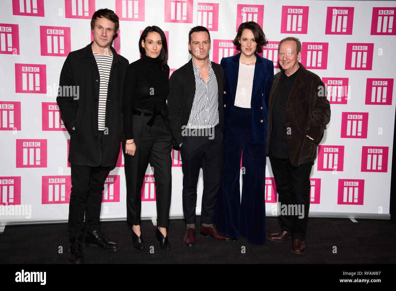London, UK. 24th Jan, 2019. Hugh Skinner, Sian Clifford, Andrew Scott