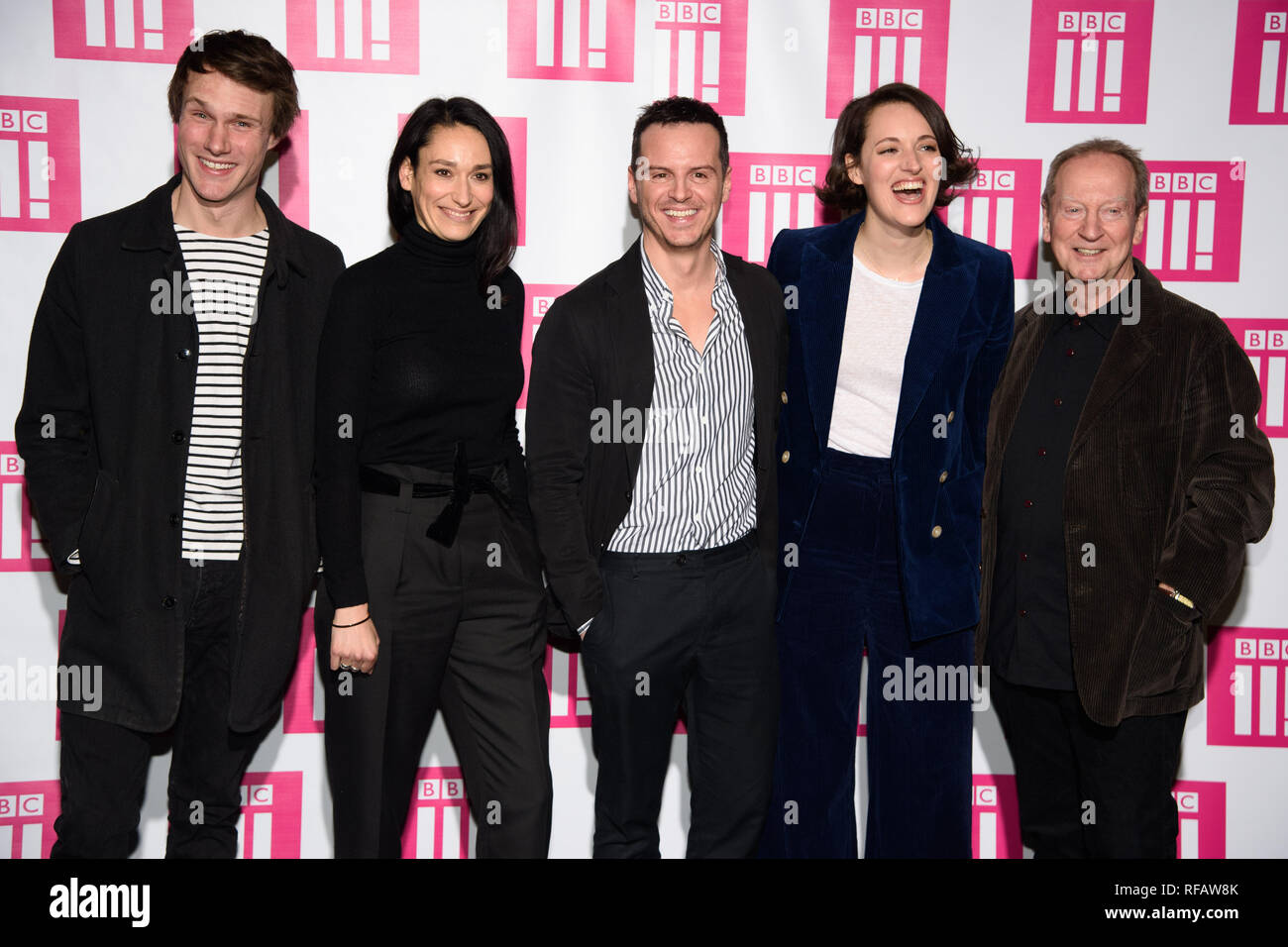 London, UK. 24th Jan, 2019. Hugh Skinner, Sian Clifford, Andrew Scott