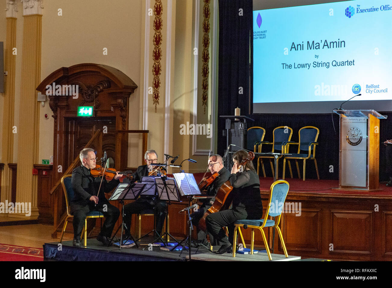 Belfast City Hall,Belfast,UK 24 January 2019. The Lowery String Quartet