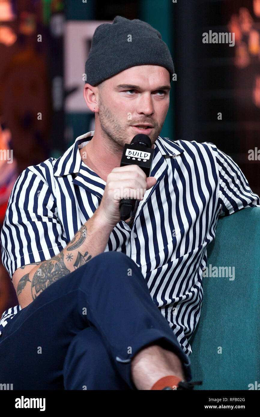 New York, USA. 24 Jan, 2019. Caleb Nott at The Thursday, Jan 24, 2019 BUILD Series Inside Candids of the band Broods discussing the new album 'Concious' at BUILD Studio in New York, USA. Credit: Steve Mack/S.D. Mack Pictures/Alamy Live News Stock Photo