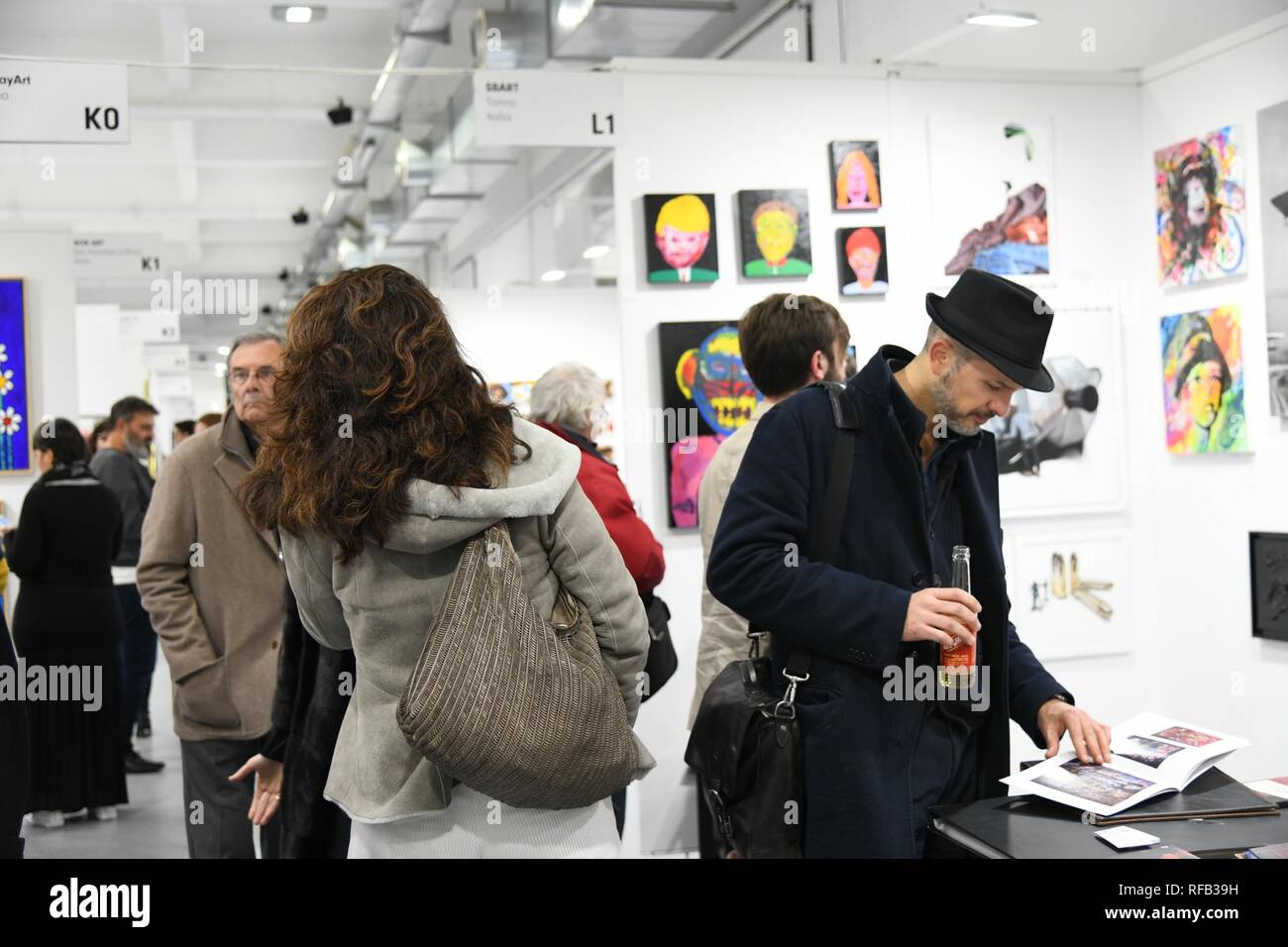 Milan, 24 January 2019 - Back Affordable Art Fair, the contemporary art fair that over the years has conquered the heart of the Milanese, bringing in their homes beauty, creativity and emotions contained in the works, for sale up to 6,000 euros. Lose yourself in art is the slogan and fil rouge of the 2019 edition, scheduled for Superstudio PiÃ¹ from 25 to 27 January (inauguration on 24th evening by invitation or online presale), with the participation of 85 galleries from all over the world. So many new features in the labyrinthine space of Affordable Art Fair, because to find yourself sometim Stock Photo