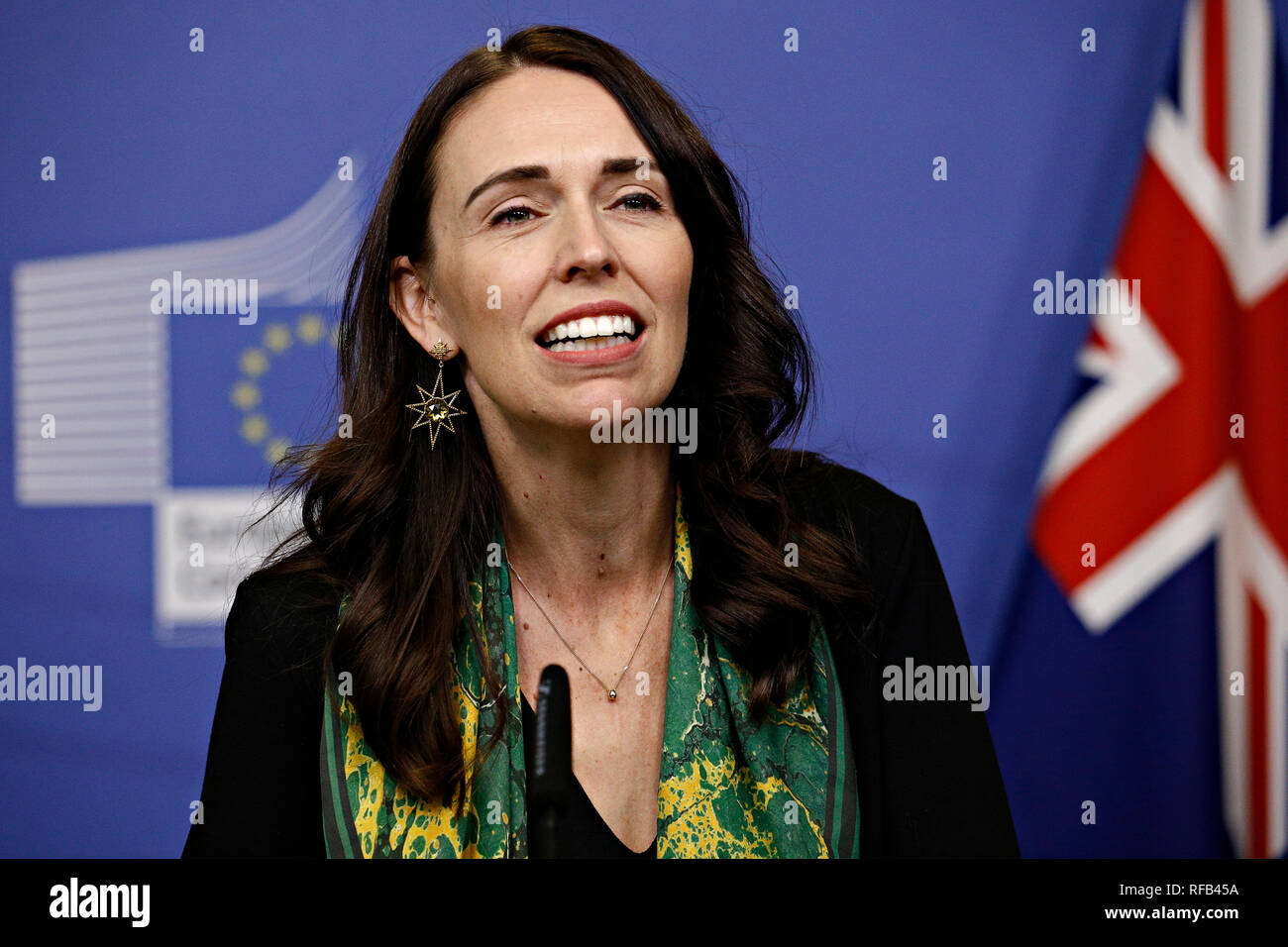Brussels, Belgium. 25th January 2019.New Zealand's Prime Minister Jacinda Ardern and European Commission President Jean-Claude Juncker hold a news conference. Alexandros Michailidis/Alamy Live News Stock Photo