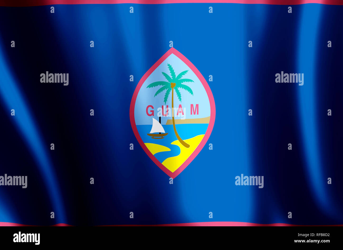 Guam stylish waving and closeup flag illustration. Perfect for background or texture purposes. Stock Photo