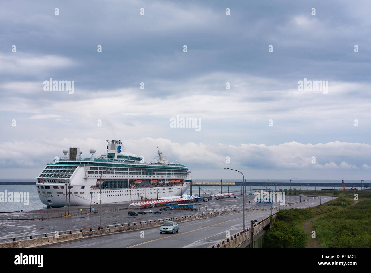 Royal Caribbean Cruises Ltd's Legend of the Seas cruise ship docks at Hualien Port, Taiwan Stock Photo