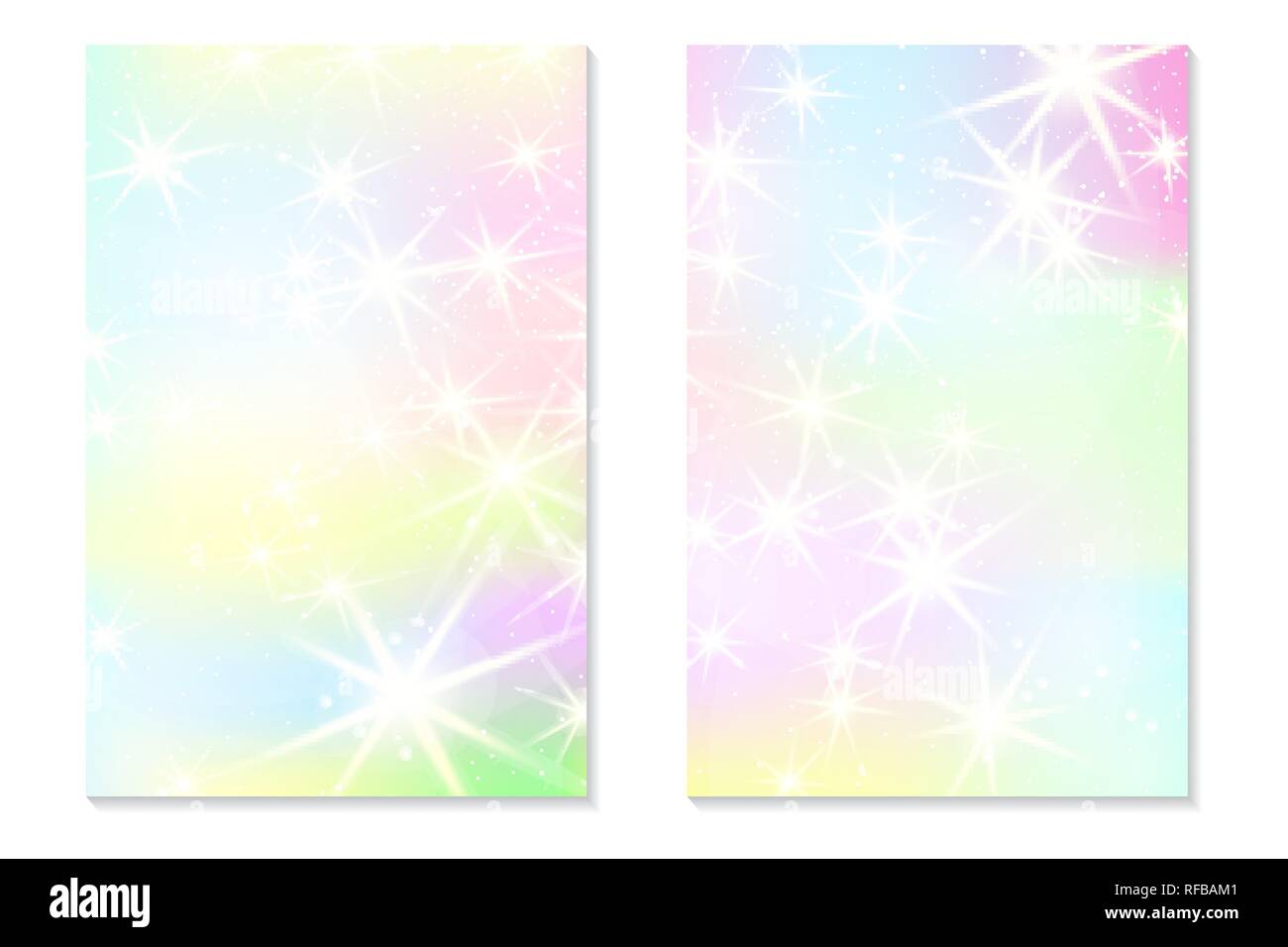 Unicorn rainbow background. Holographic sky in pastel color. Bright