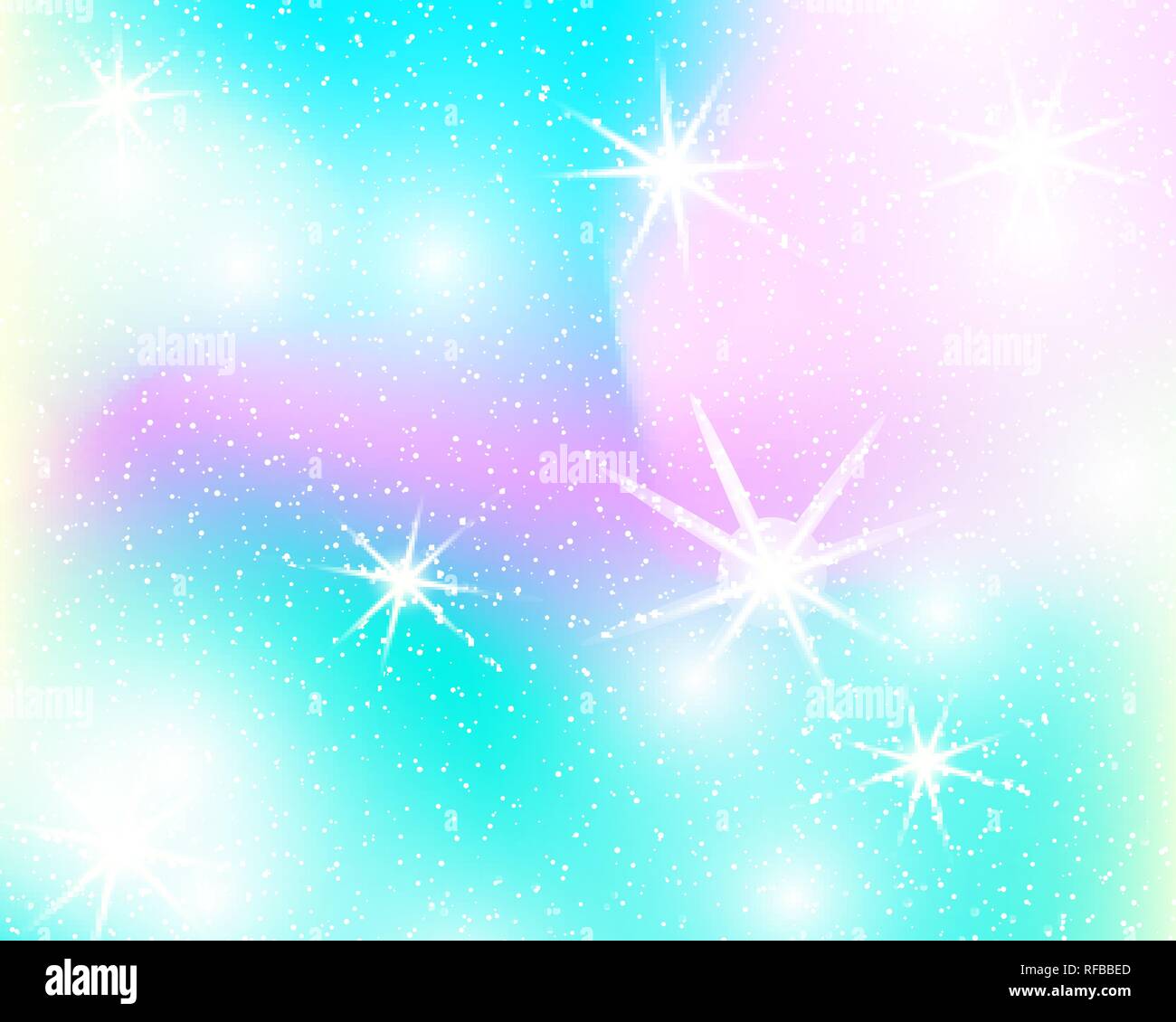 Unicorn rainbow background. Holographic sky in pastel color. Bright
