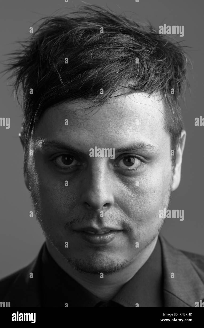 Face of Caucasian businessman in black and white Stock Photo - Alamy