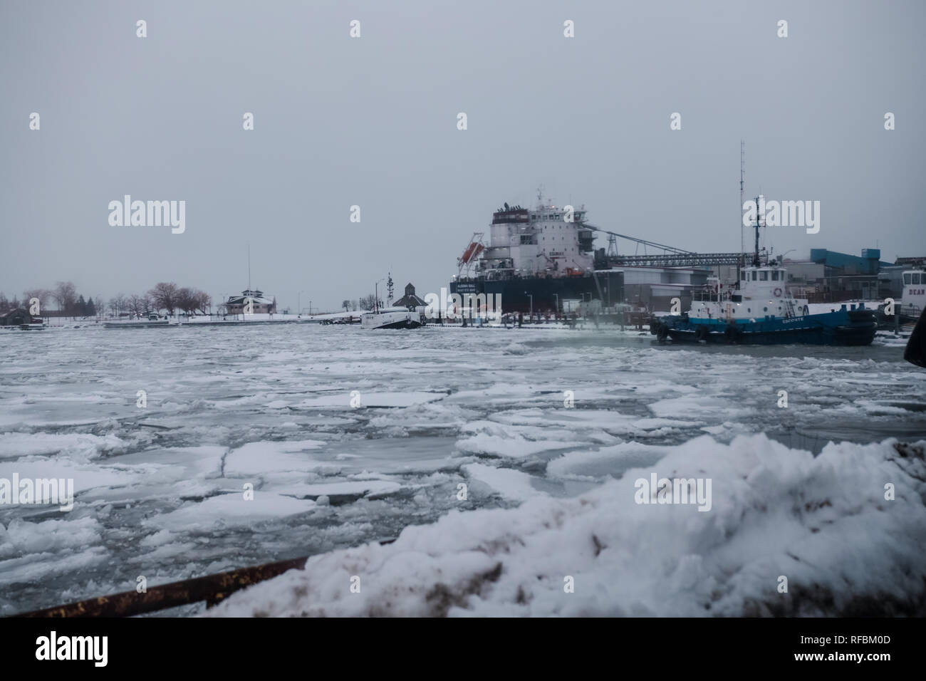 An image of Goderich harbor in winter. Stock Photo
