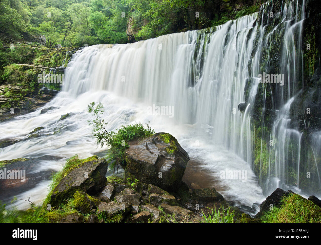 Sgwd Isaf Clun Gwyn waterfall, Brecon Beacons, Powys, Wales Stock Photo