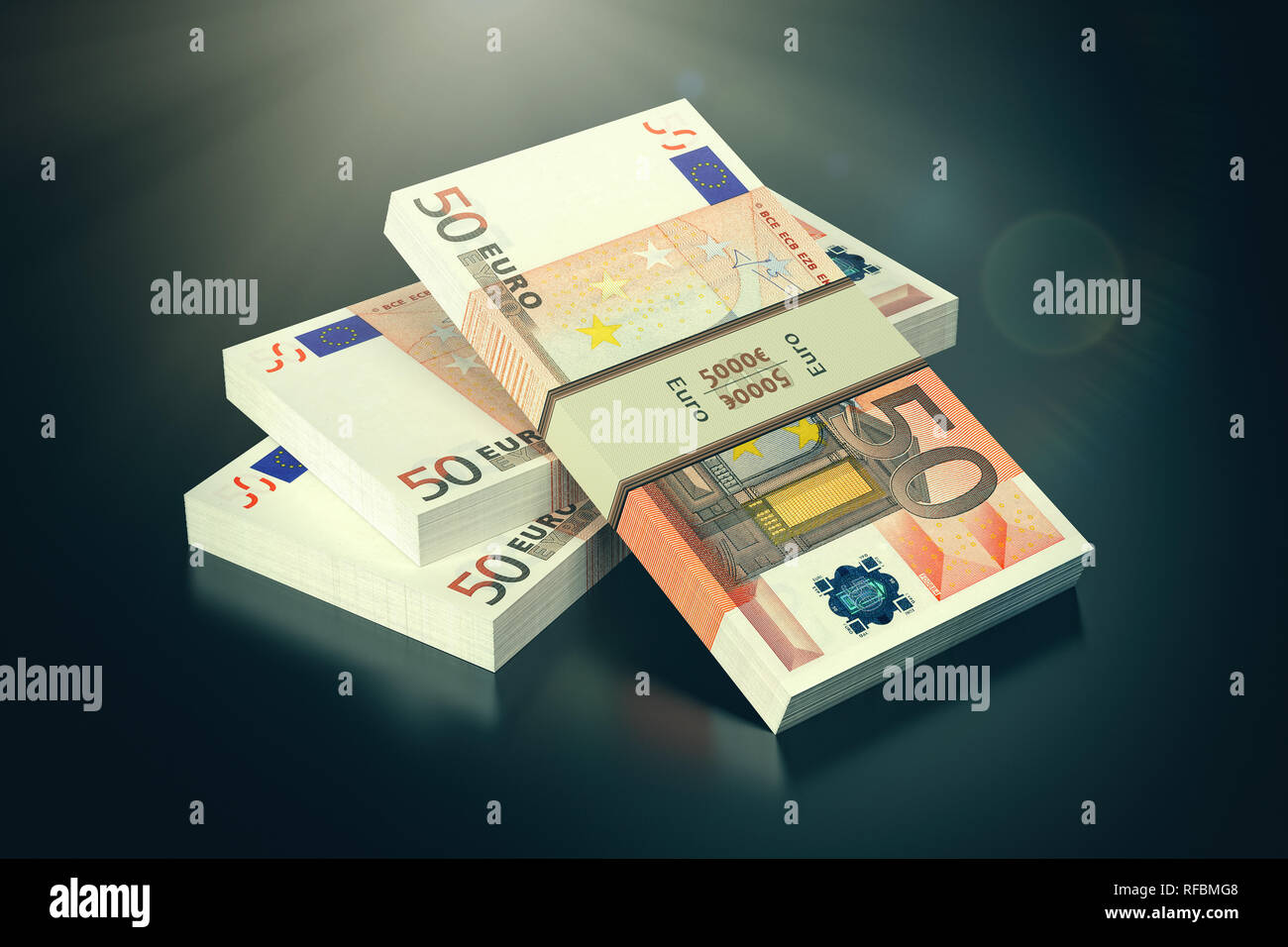 50 Euro Banknotes -  3D Rendering Stock Photo