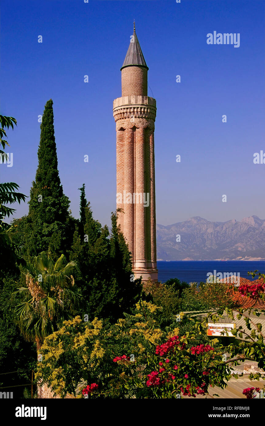 Minare Yivli Minare Camii. Fluted Minaret Mosque at Antalya. Mediterranean ...