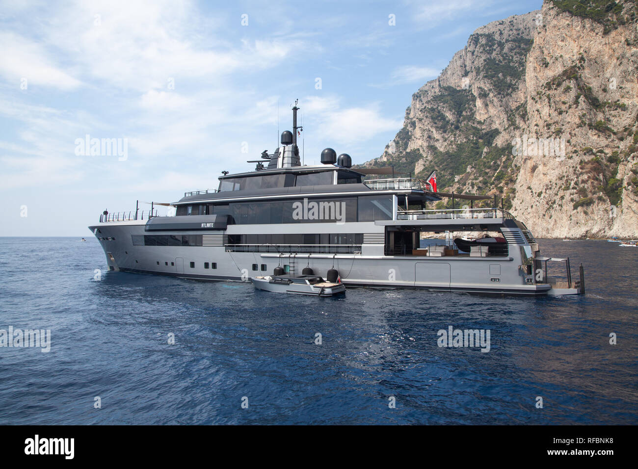 Atlante super yacht moored close to Amalfi Italy Stock Photo - Alamy