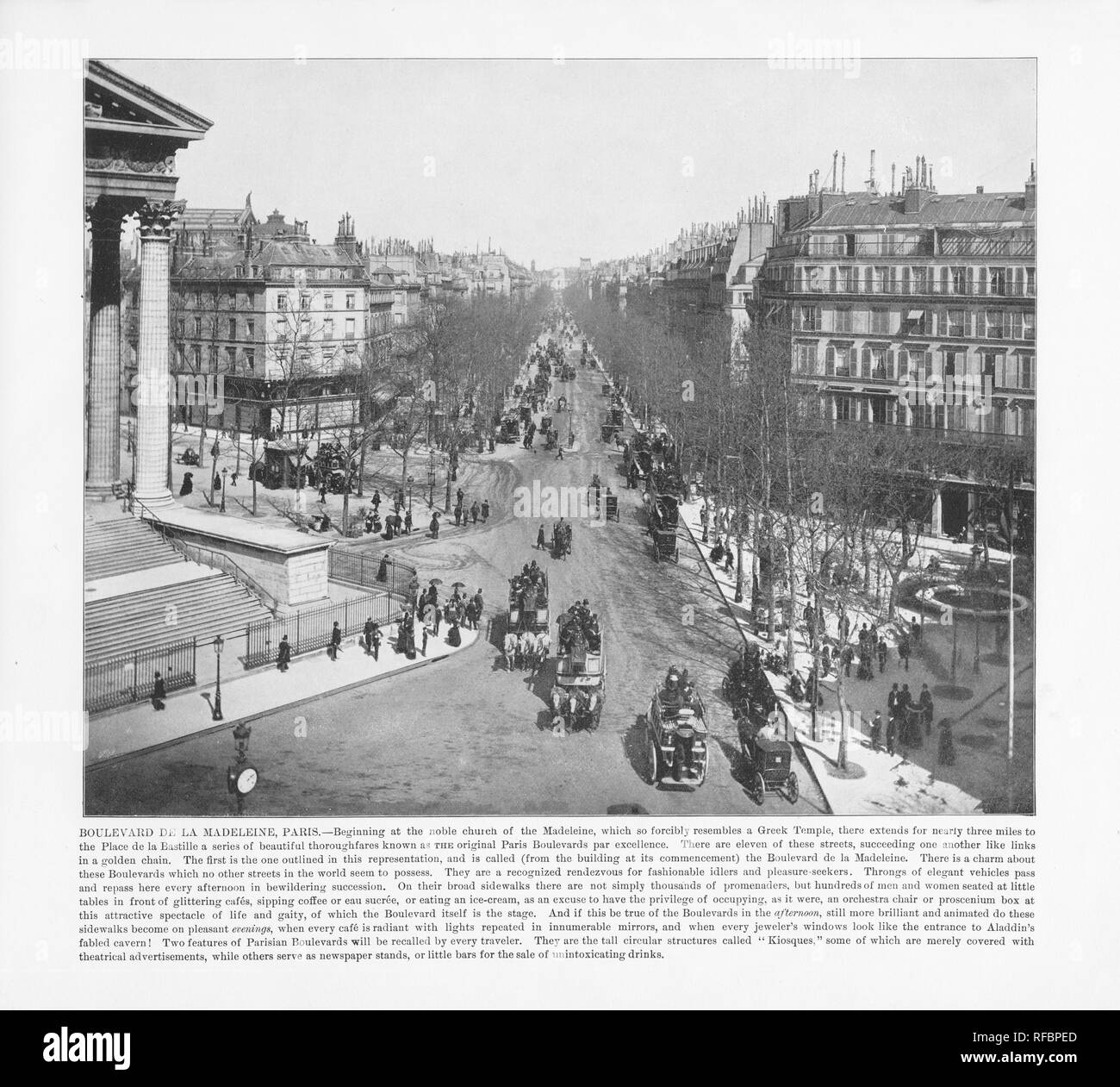 Boulevard De La Madeleine, Antique Paris Photograph, 1893 Stock Photo