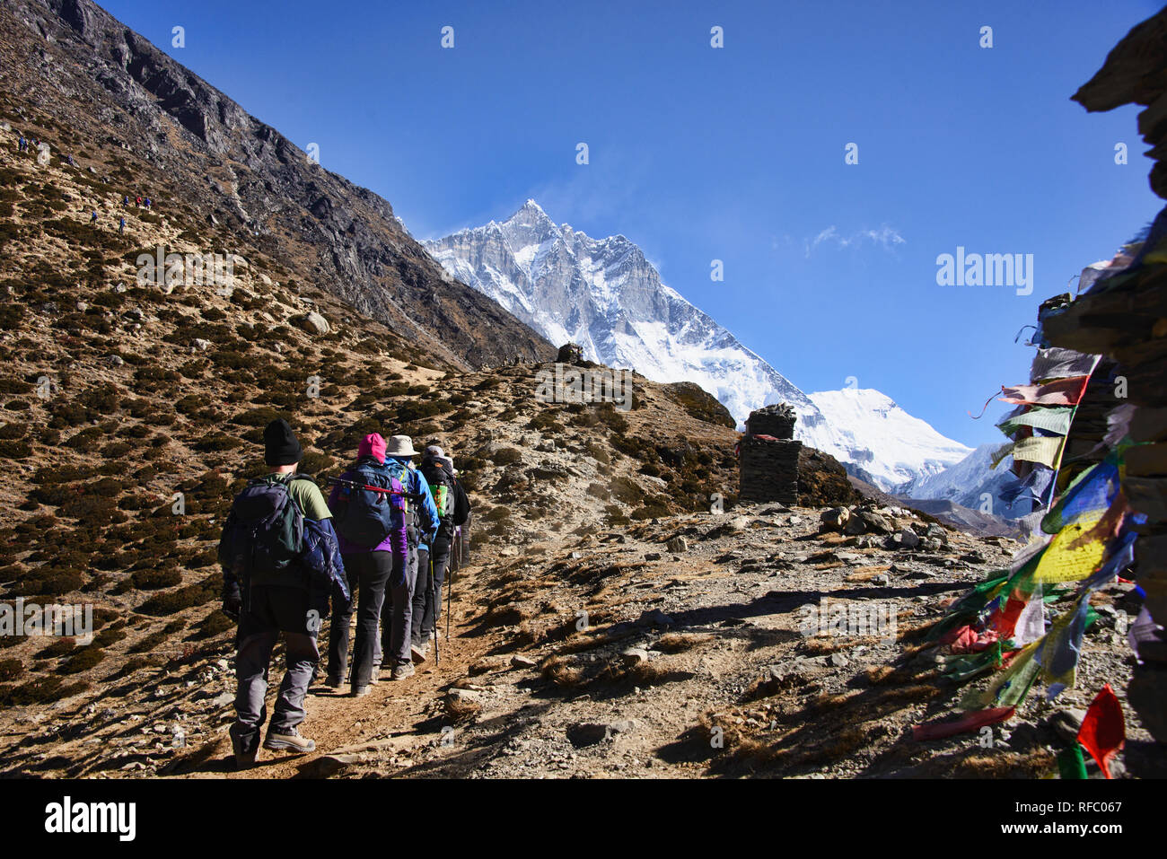 Trekking to Everest Base Camp, Khumbu, Nepal Stock Photo