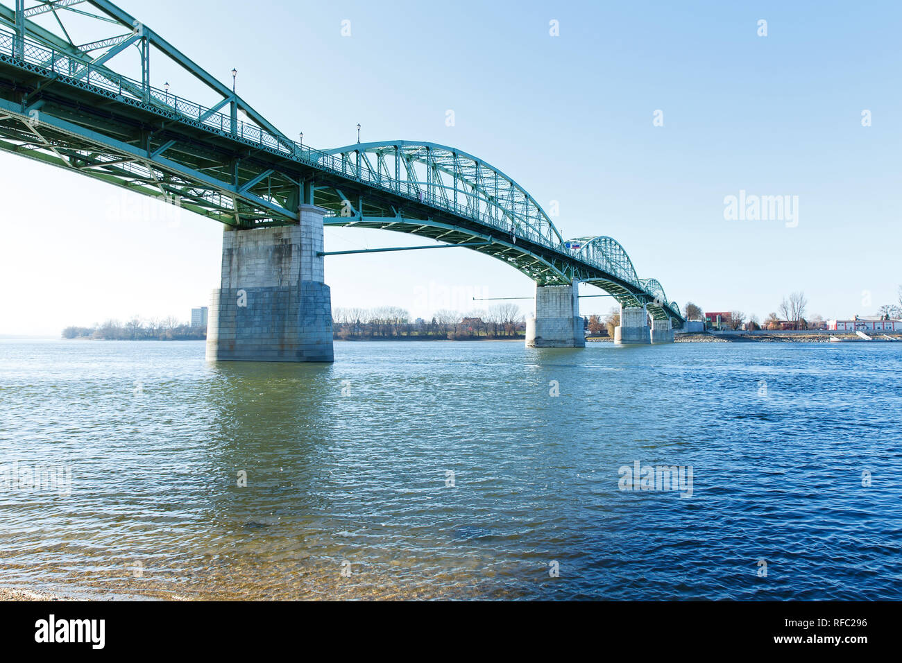 Amazing bridge between hungary and slovakia in Esztergom Stock Photo