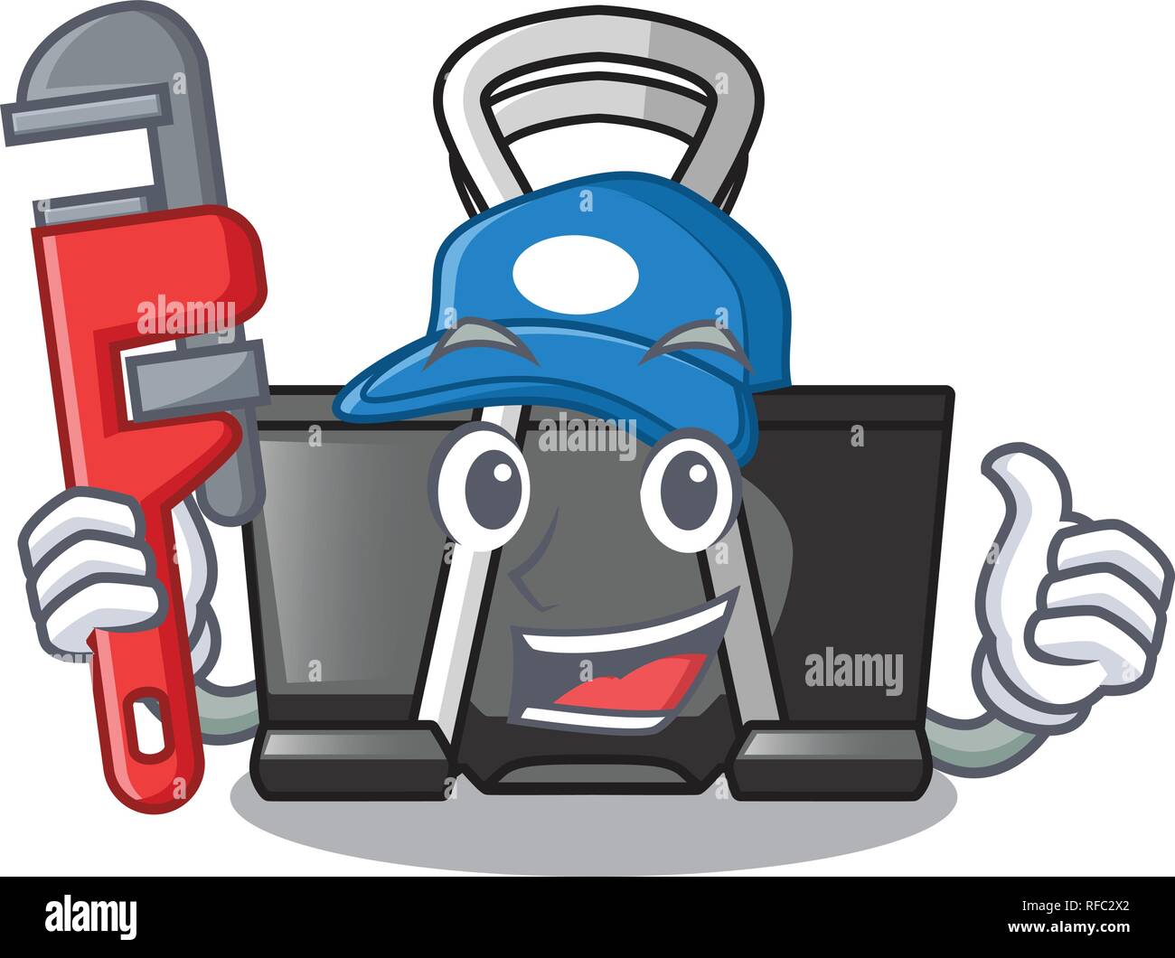 Plumber binder clip for charcter on documents Stock Vector