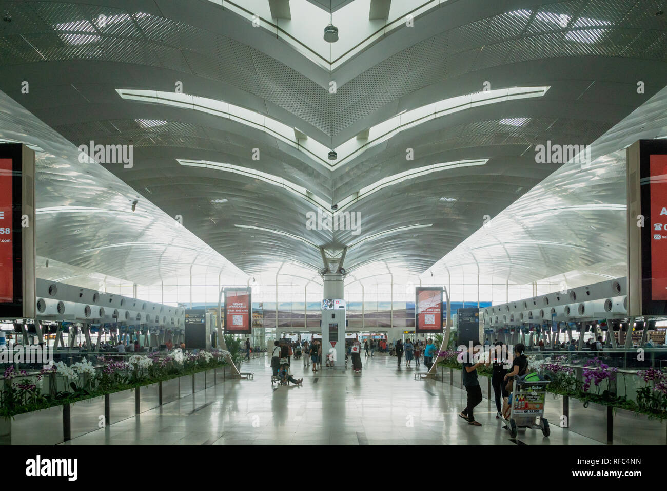 Medan, Indonesia - January 2019: Kualanamu international airport architecture in Medan, North Sumatra, Indonesia. Stock Photo