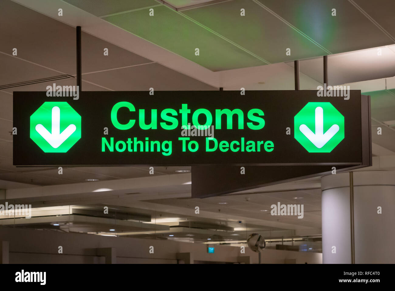 airport customs signboard icon in international airport at immigration control Stock Photo