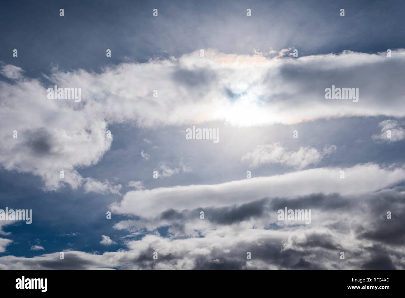Sunny & cloudy winter skies; Vandaveer Ranch; Salida; Colorado; USA Stock Photo