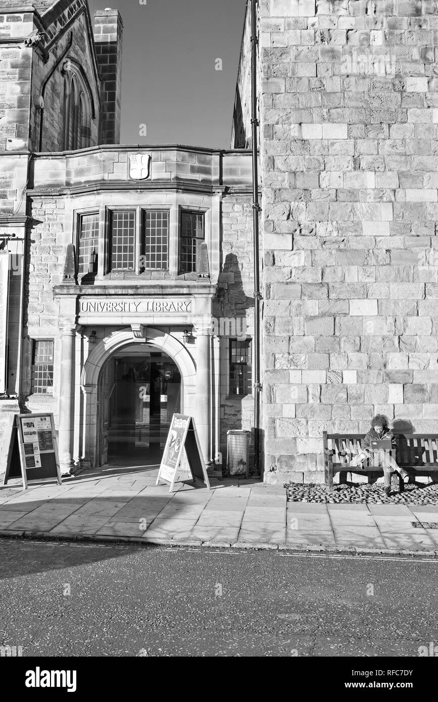 Student Sits Outside Durham University Library On Cold Morning Using ...