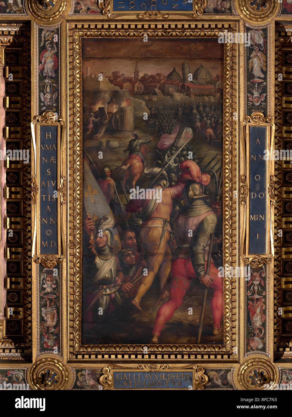 Battle of Barbagianni, nearby Pisa. Date/Period: 1563 - 1565. Oil painting on wood. Height: 540 mm (21.25 in); Width: 250 mm (9.84 in). Author: Giorgio Vasari. VASARI, GIORGIO. Stock Photo