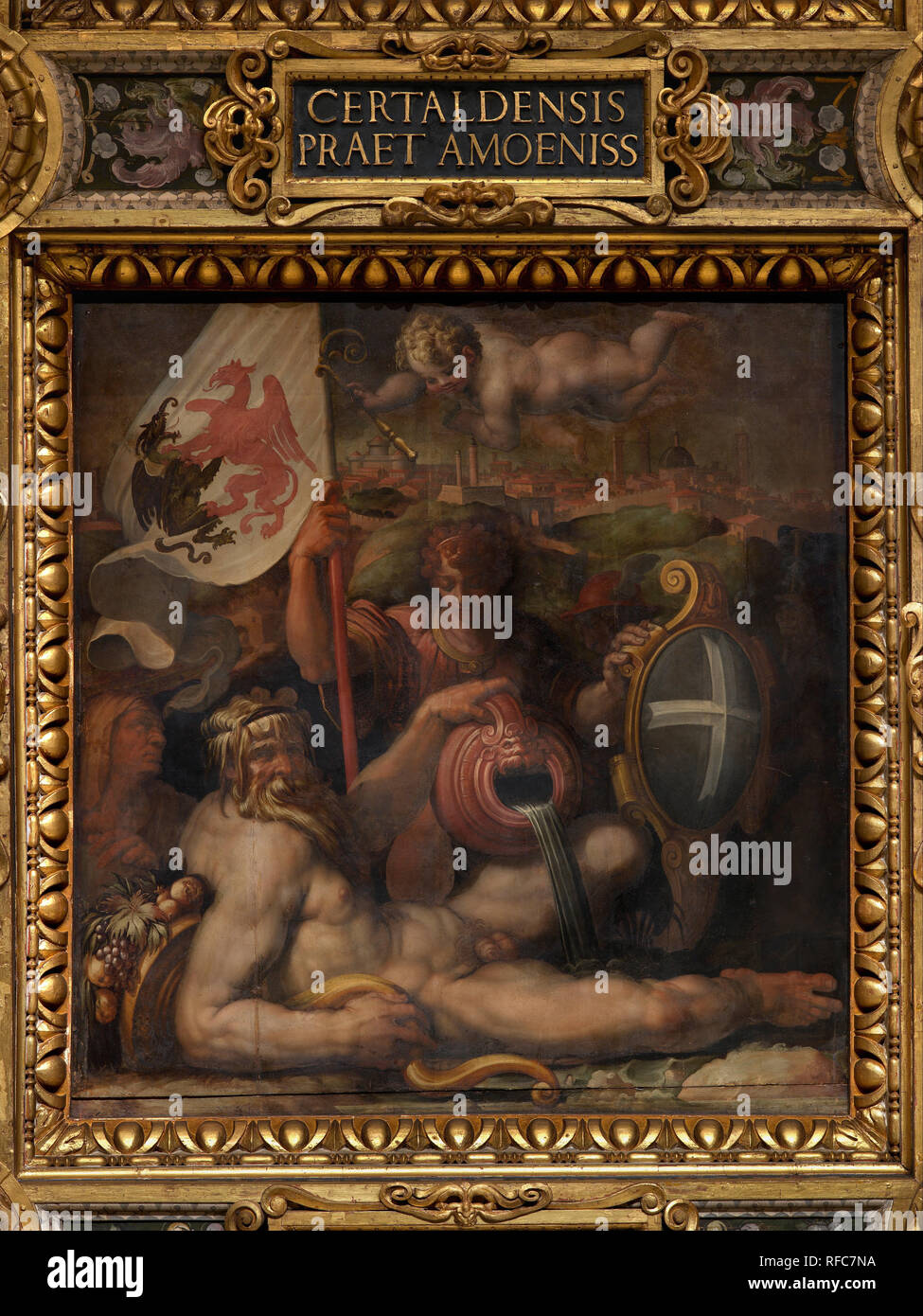 Allegory of Volterra. Date/Period: 1563 - 1565. Oil painting on wood. Height: 250 mm (9.84 in); Width: 250 mm (9.84 in). Author: Giorgio Vasari. VASARI, GIORGIO. Stock Photo