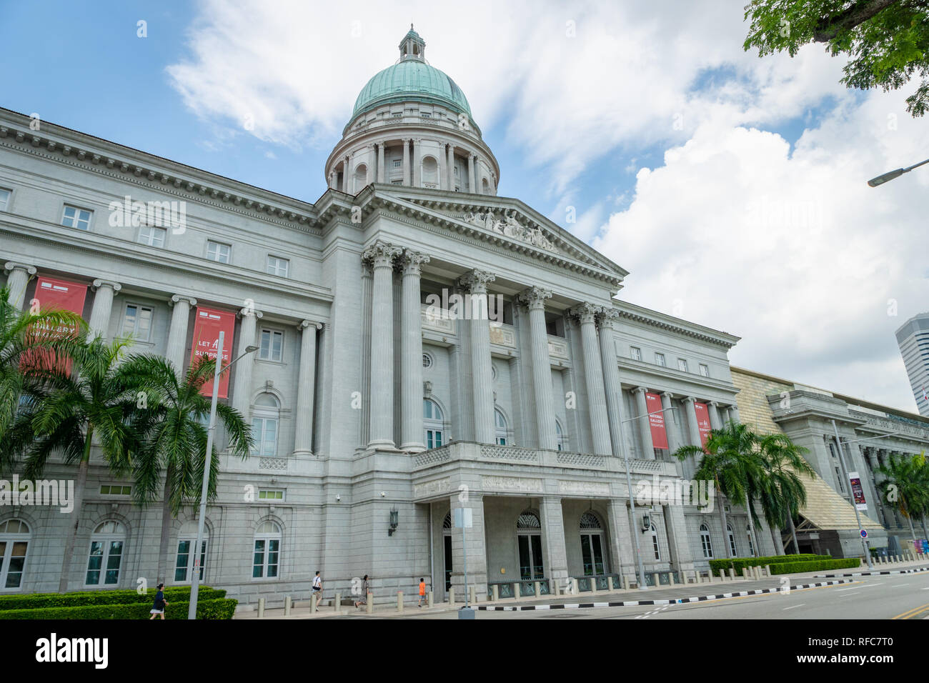 Singapore - January 2019: National Gallery Singapore entrance. The Gallery is a popular tourist destination in downtown Singapore. Stock Photo