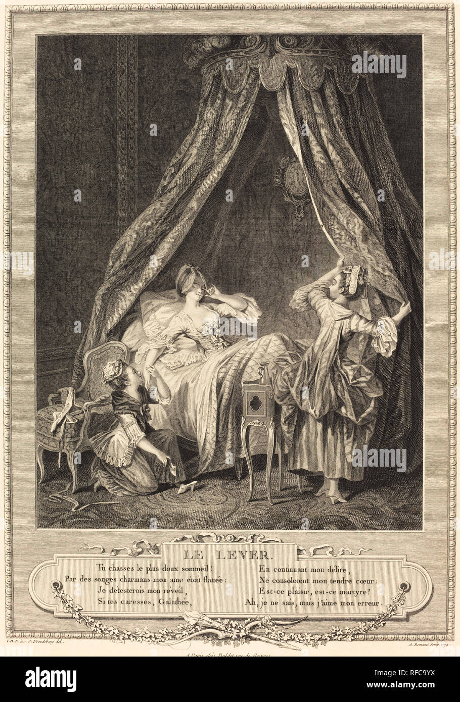Le Lever. Dated 1774. Medium etching and engraving. Museum National
