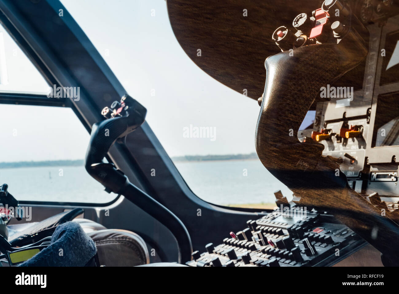 Cockpit of helicopter Stock Photo
