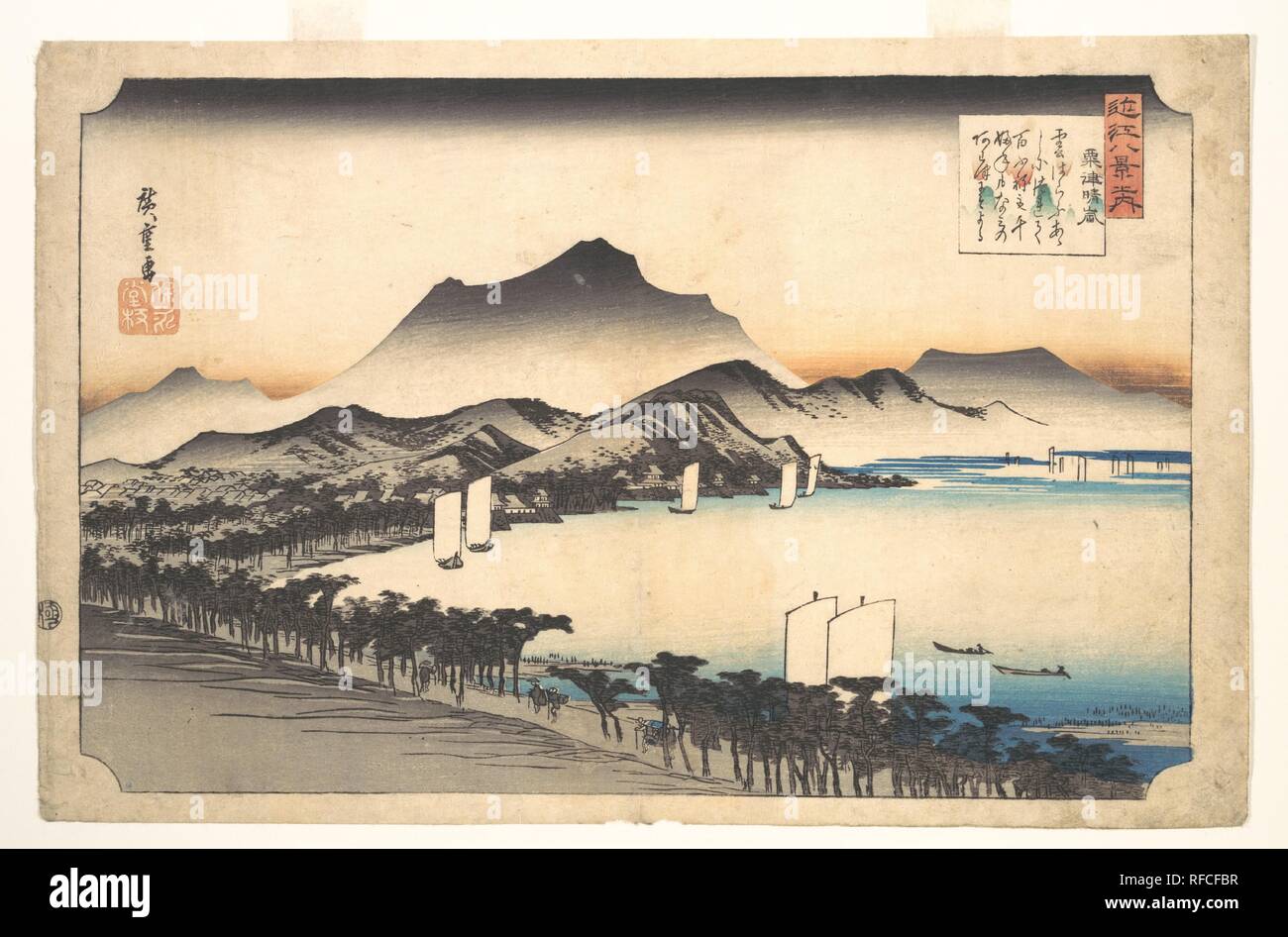 Awazu no Seiran  Clearing Weather at Awazu. Artist: Utagawa Hiroshige (Japanese, Tokyo (Edo) 1797-1858 Tokyo (Edo)). Culture: Japan. Dimensions: 9 7/8 x 14 7/8 in. (25.1 x 37.8 cm). Date: 1797-1858. Museum: Metropolitan Museum of Art, New York, USA. Stock Photo