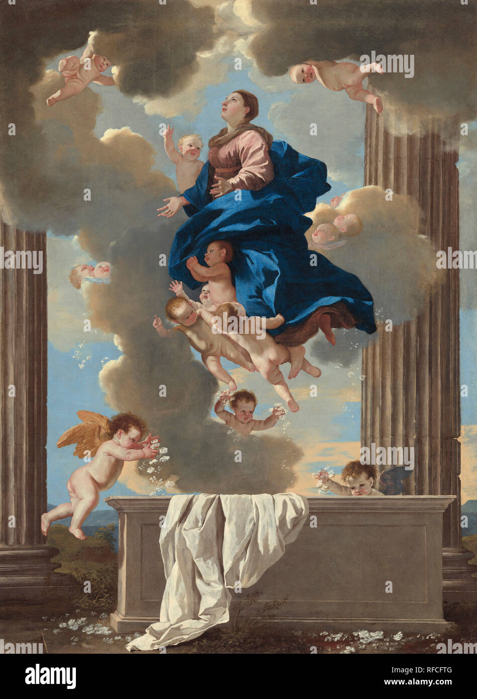 The Assumption of the Virgin. Dated: c. 1630/1632. Dimensions: overall: 134.4 x 98.1 cm (52 15/16 x 38 5/8 in.)  framed: 171.8 x 135.3 x 13.7 cm (67 5/8 x 53 1/4 x 5 3/8 in.). Medium: oil on canvas. Museum: National Gallery of Art, Washington DC. Author: NICOLAS POUSSIN. Stock Photo