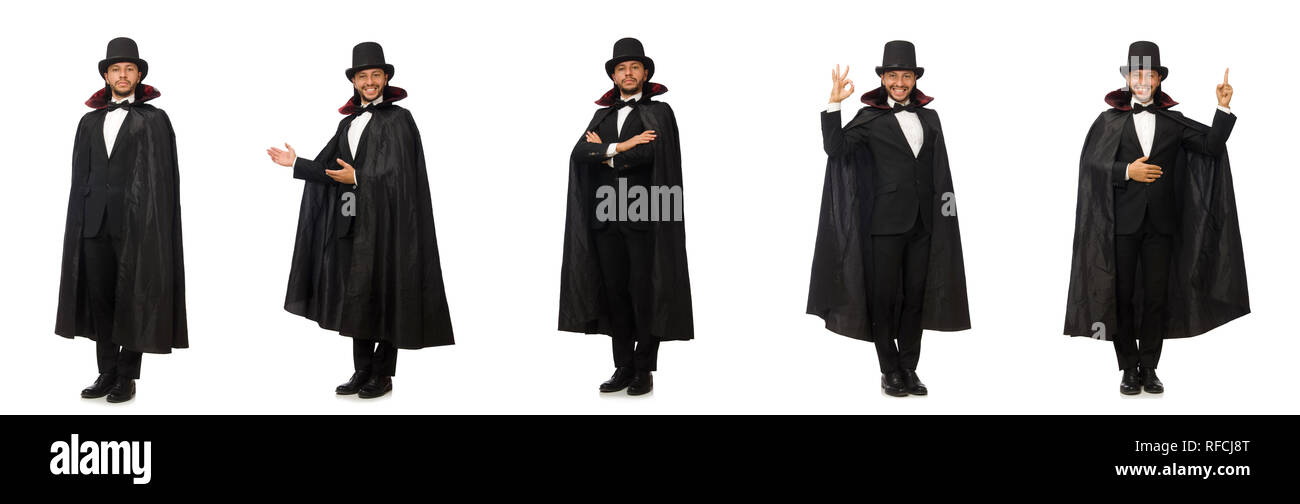 Man magician isolated on white Stock Photo