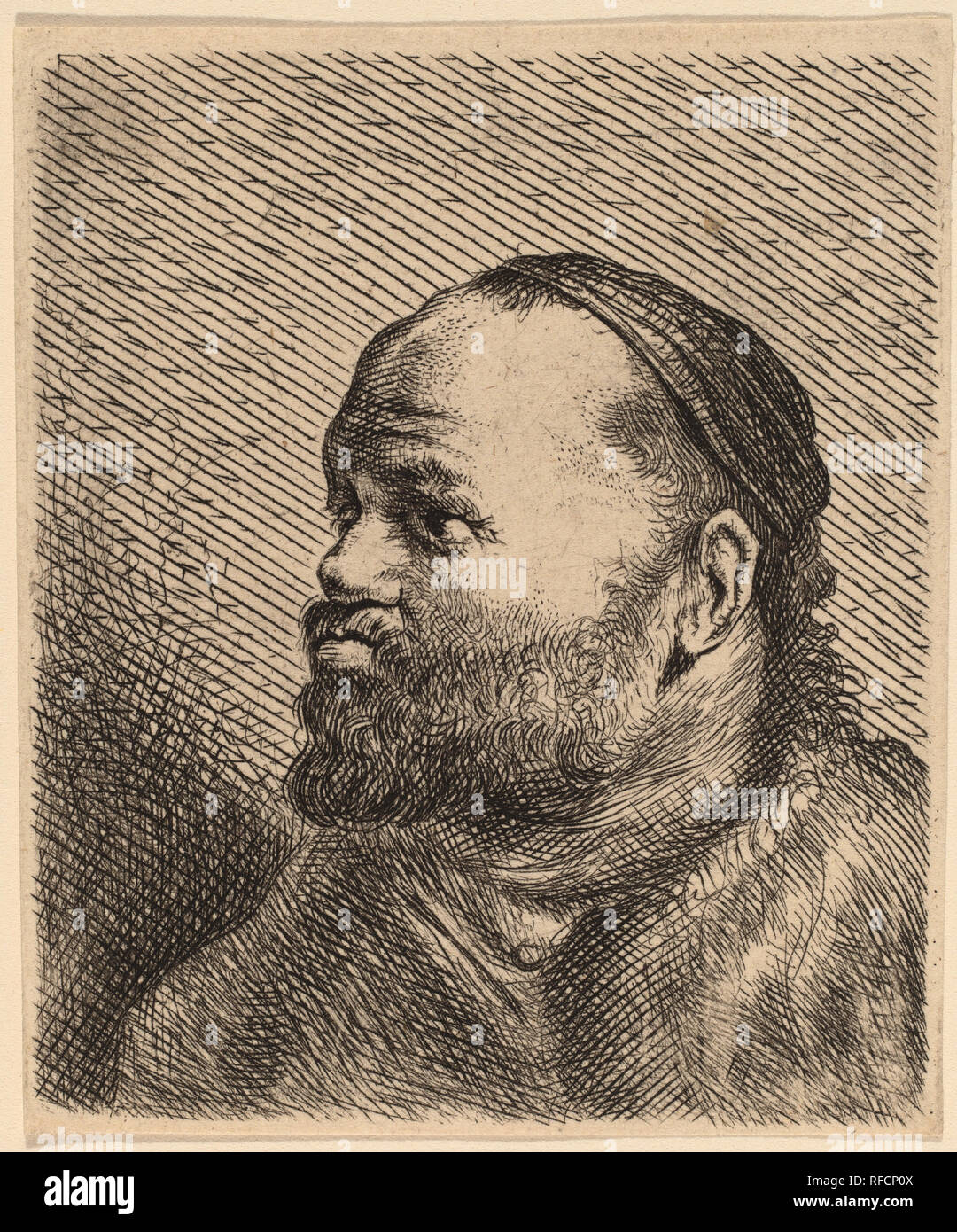 Bust of a Man with Thick Lips. Medium: etching. Museum: National Gallery of Art, Washington DC. Author: Lievens, Jan. Stock Photo