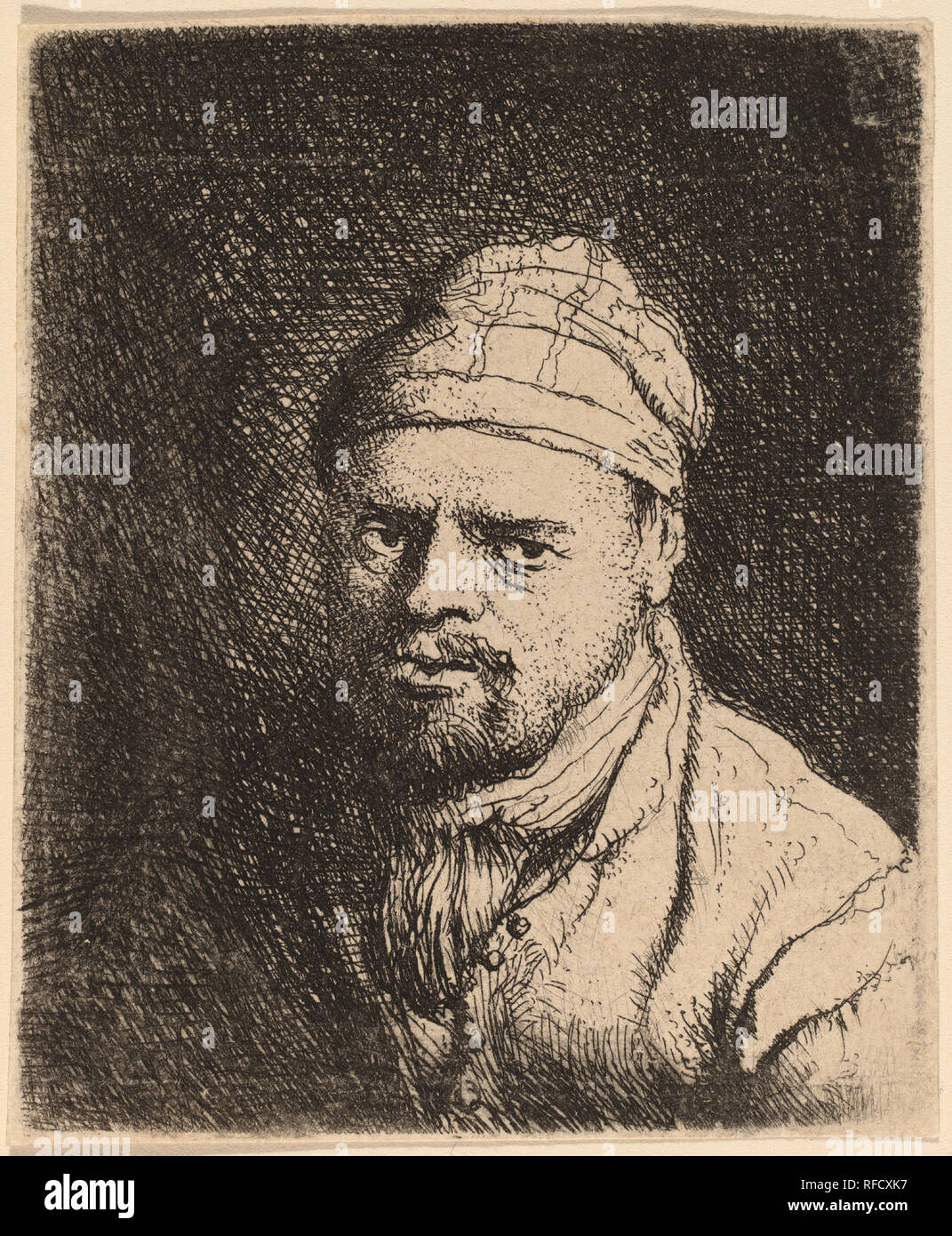 Bust of a Cook with Cap. Medium: etching. Museum: National Gallery of Art, Washington DC. Author: Lievens, Jan. Stock Photo