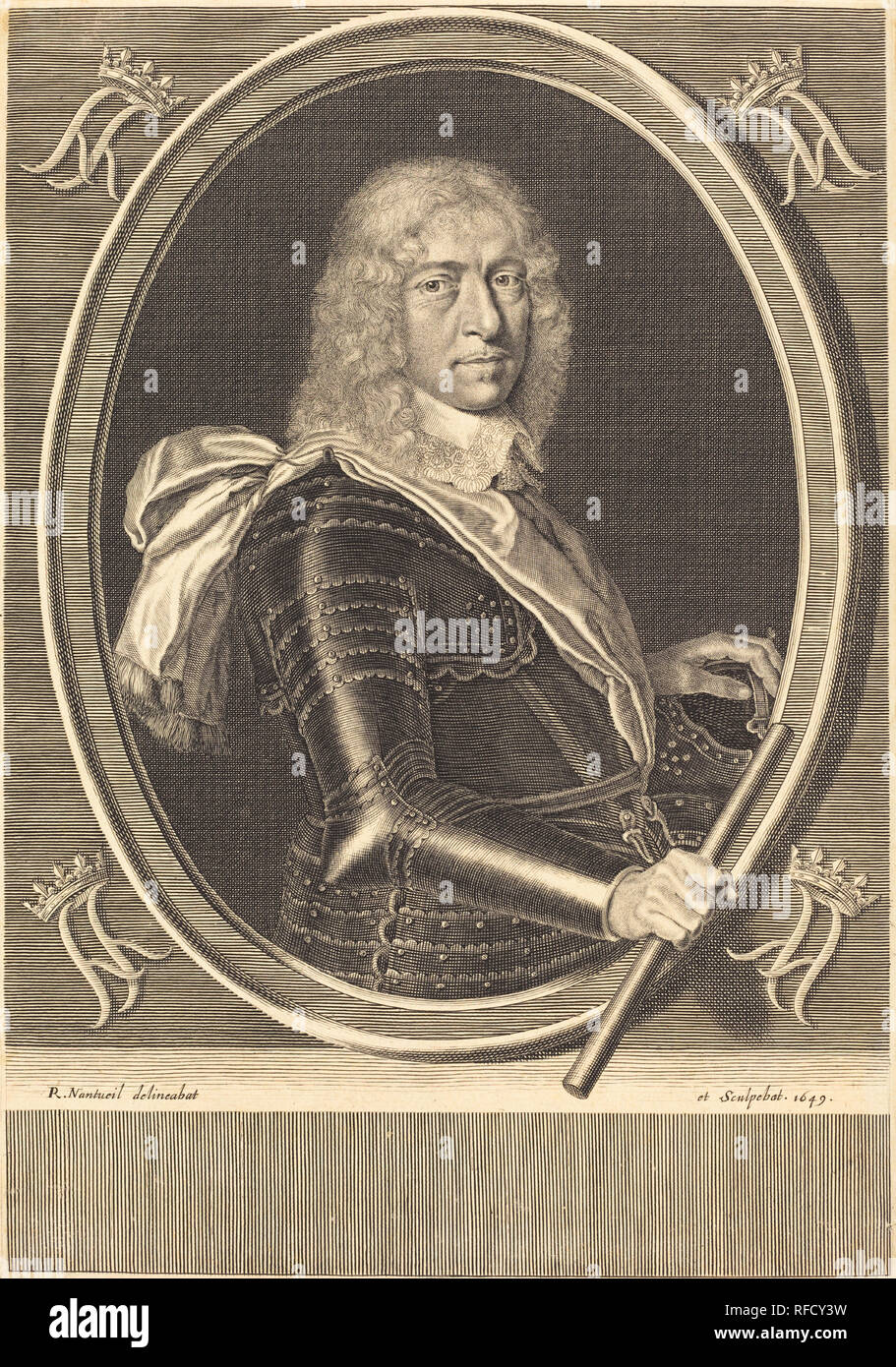 Louis de Bourbon-Vendome, Duc de Mercoeur. Dated: 1649. Medium: engraving. Museum: National Gallery of Art, Washington DC. Author: Robert Nanteuil. Stock Photo