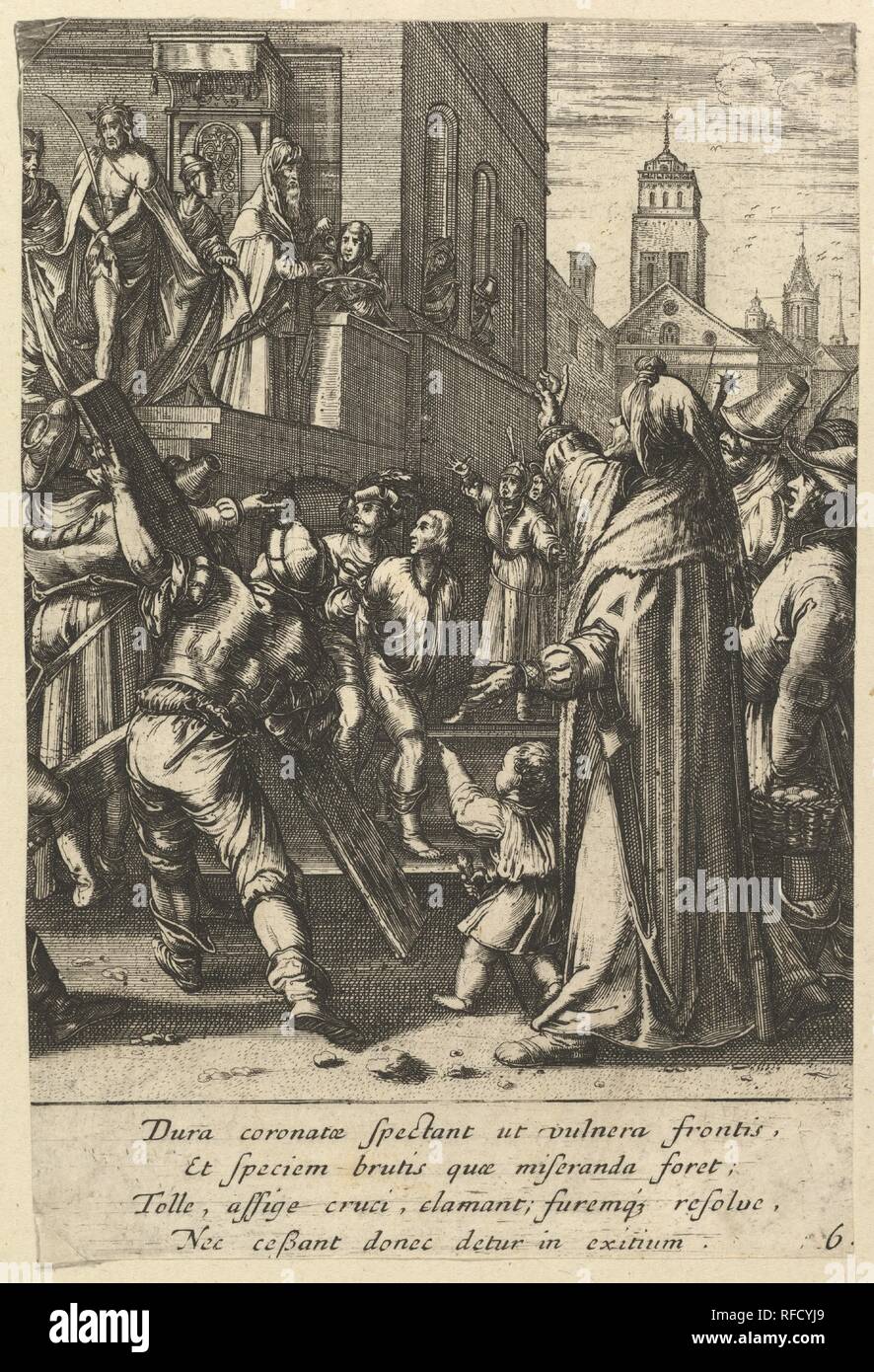 Ecce Homo, from The Passion of Christ. Artist: After Hendrick Goltzius (Netherlandish, Mühlbracht 1558-1617 Haarlem); Nicolas Cochin (French, Troyes 1610-1686 Paris). Dimensions: Sheet: 5 13/16 x 3 7/8 in. (14.8 x 9.9 cm). Publisher: Jean I Leblond (French, ca. 1590-1666 Paris). Date: mid 17th century. Museum: Metropolitan Museum of Art, New York, USA. Stock Photo