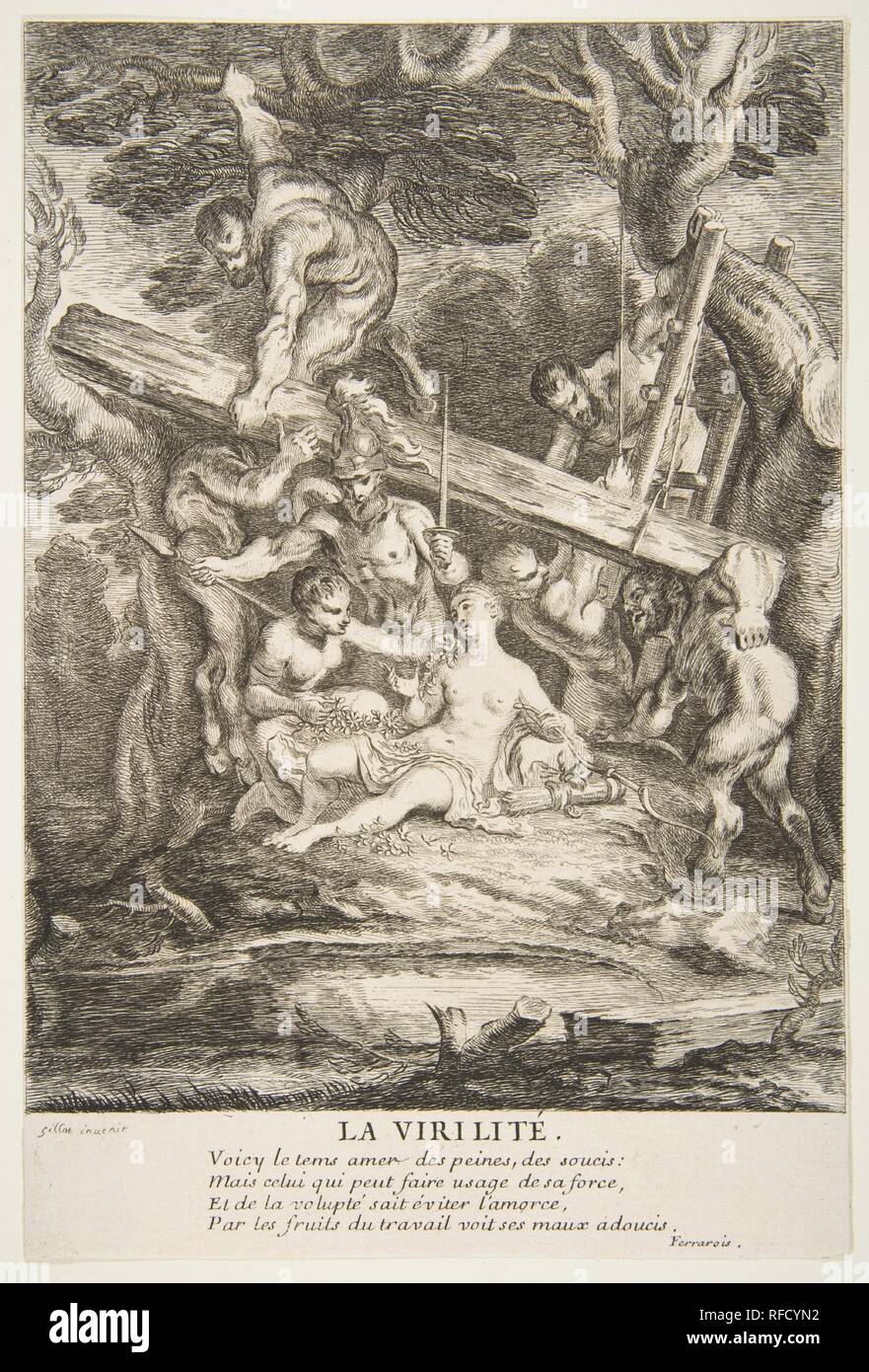 Manhood. Artist: Claude Gillot (French, Langres 1673-1722 Paris); Engraved by François Joullain (French, Paris 1697-1778 Paris). Dimensions: image: 9 7/16 x 6 3/16 in. (23.9 x 15.7 cm), trimmed to image. Date: n.d.. Museum: Metropolitan Museum of Art, New York, USA. Stock Photo