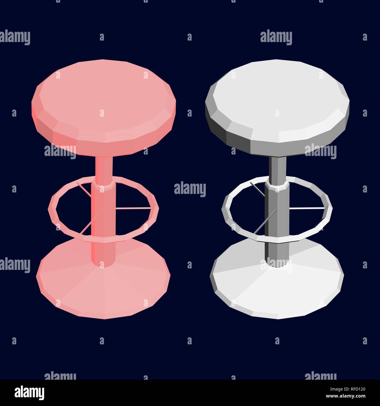 Bar stool. Two models of bar stools in isometry. Vector illustration