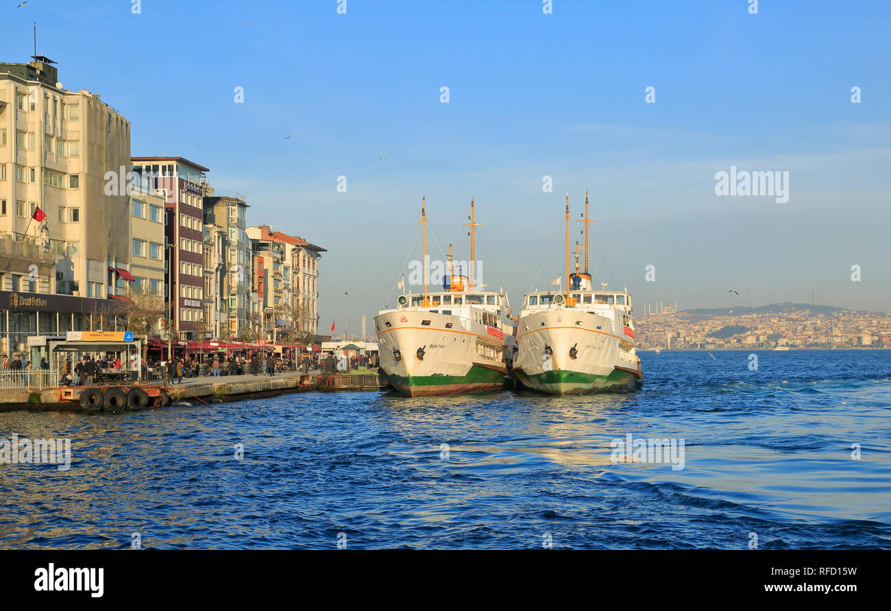 Istanbul, Turkey - Passenger steamers. Will carry passengers to the ...