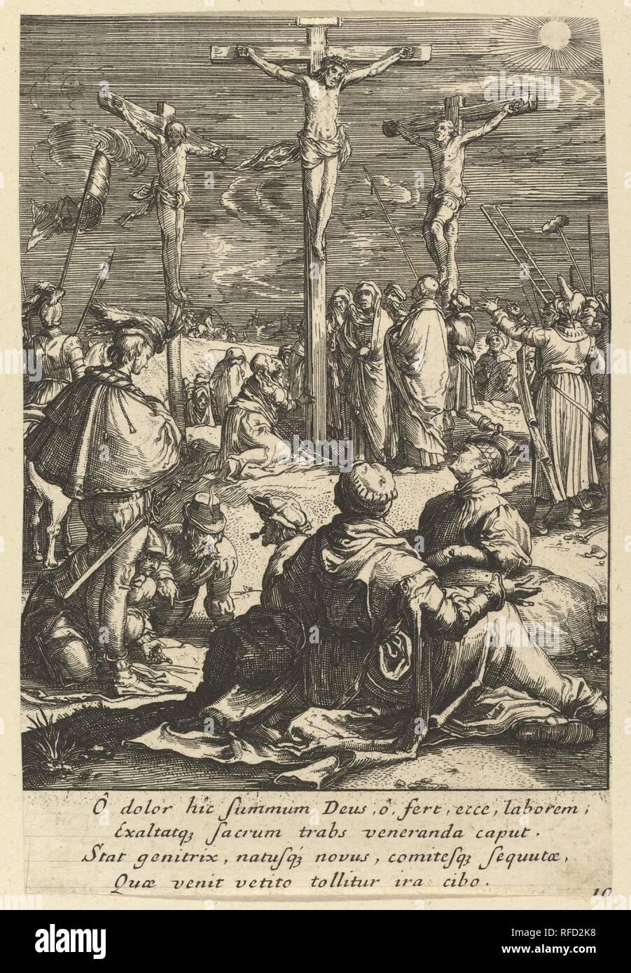Christ on the Cross, from The Passion of Christ. Artist: After Hendrick Goltzius (Netherlandish, Mühlbracht 1558-1617 Haarlem); Nicolas Cochin (French, Troyes 1610-1686 Paris). Dimensions: Sheet: 5 3/4 x 3 7/8 in. (14.6 x 9.8 cm). Publisher: Jean I Leblond (French, ca. 1590-1666 Paris). Date: mid 17th century. Museum: Metropolitan Museum of Art, New York, USA. Stock Photo
