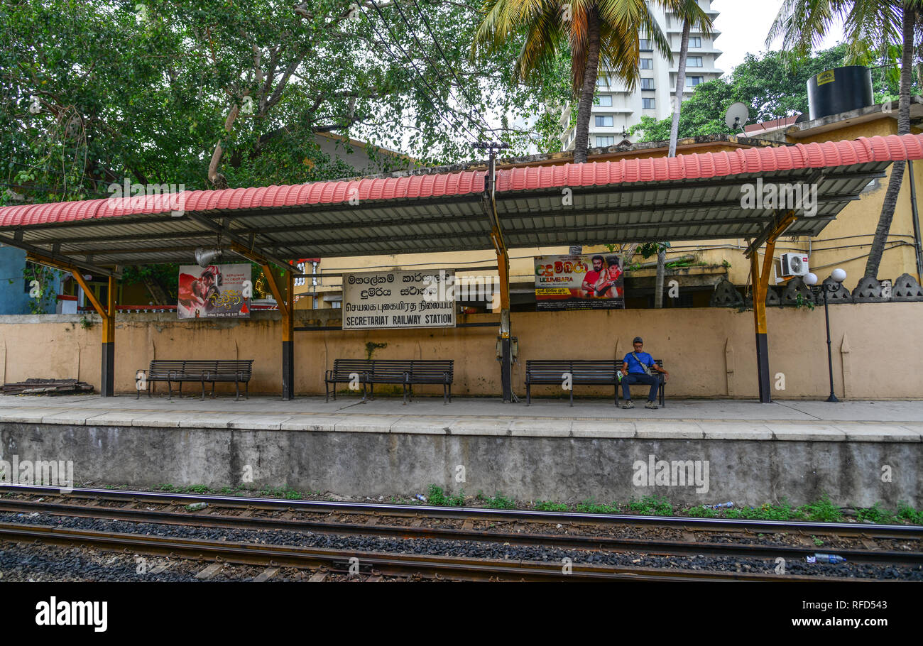 Colombo, Sri Lanka - Dec 12, 2018. Railway station in Colombo, Sri ...